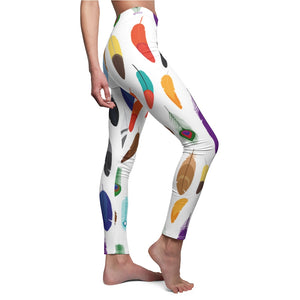 Casual Leggings Multi Colored Feathers