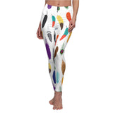 Casual Leggings Multi Colored Feathers