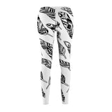 Casual Leggings Black & White Feathers