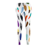 Casual Leggings Multi Colored Feathers