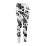 Casual Leggings Black & White Feathers