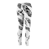 Casual Leggings Black & White Feathers