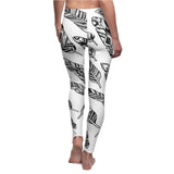 Casual Leggings Black & White Feathers