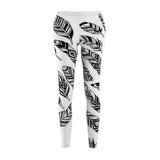 Casual Leggings Black & White Feathers