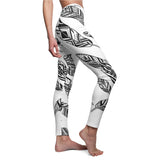 Casual Leggings Black & White Feathers